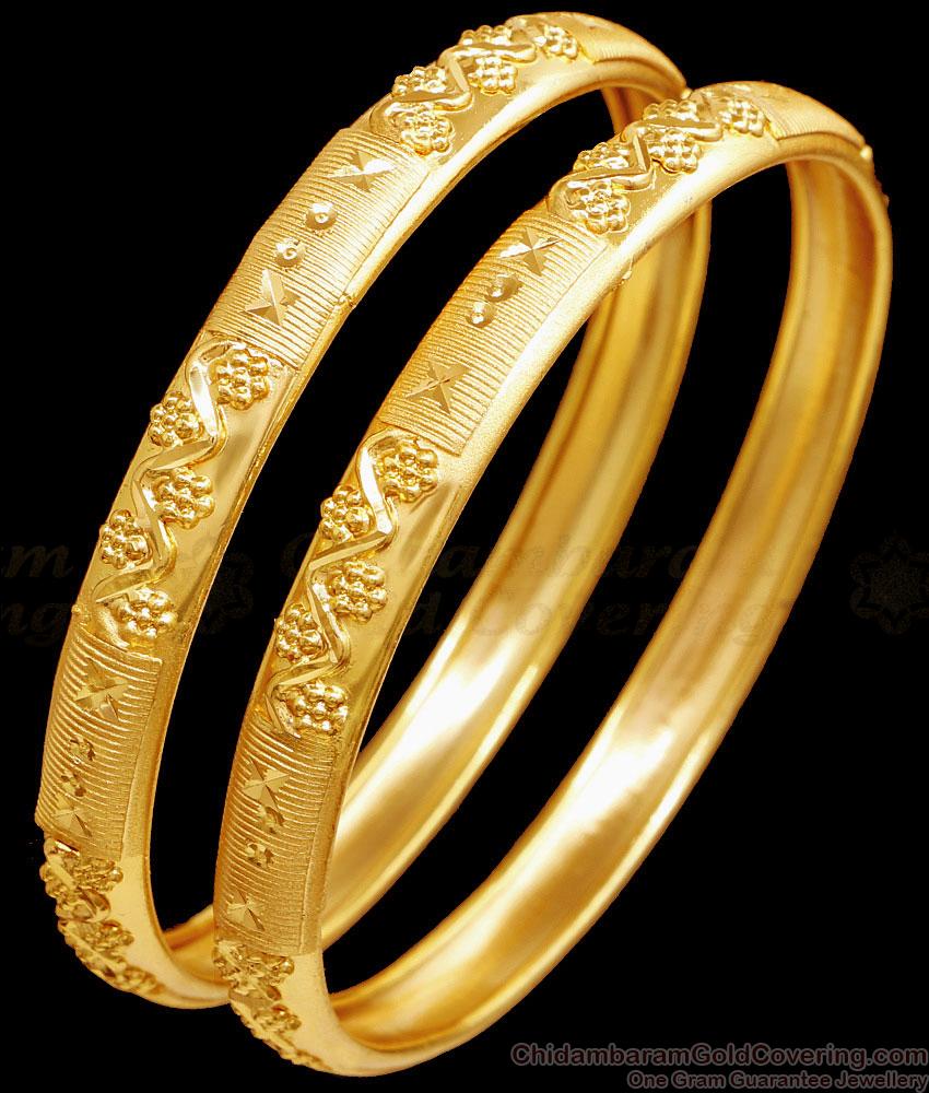 BR2497-2.8 Size Set Of Two Unique Bridal Wear Yellow Gold Bangle For Women