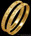 BR2535-2.8 Size Set Of Two Plain 2 Gram Gold Bangle Design For Brides