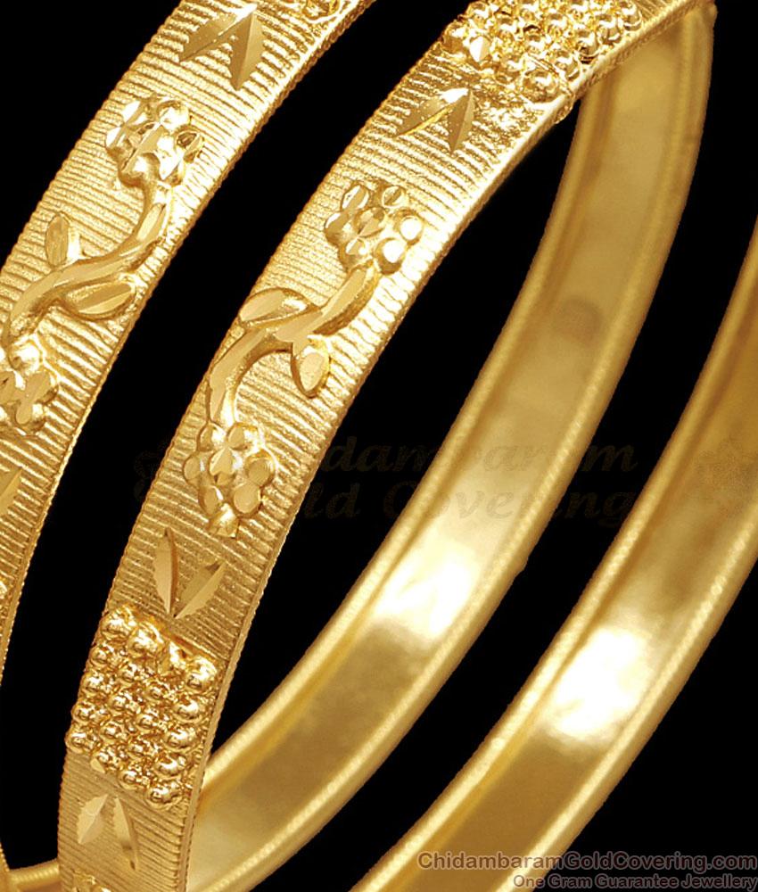 BR2535-2.4 Size Set Of Two Plain 2 Gram Gold Bangle Design For Brides