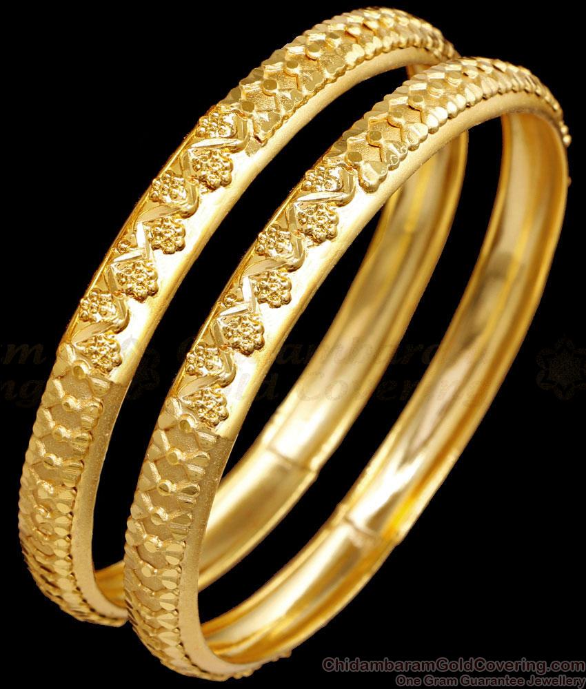 BR2536-2.8 Size Designer Yellow Gold Bangle Floral Design Forming Jewelry