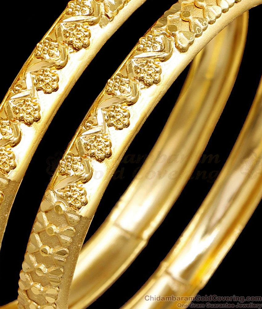 BR2536-2.6 Size Designer Yellow Gold Bangle Floral Design Forming Jewelry