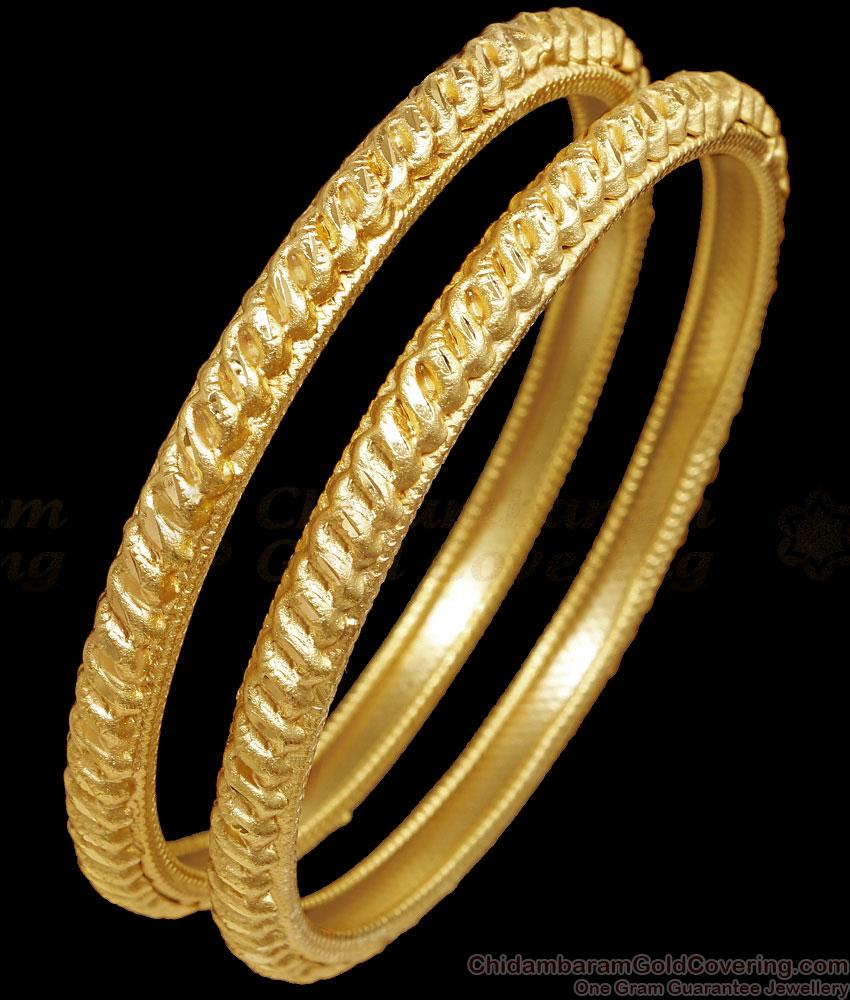 BR2537-2.4 Size 18K Gold Plated Plain Bangle Designs Daily Wear Collections