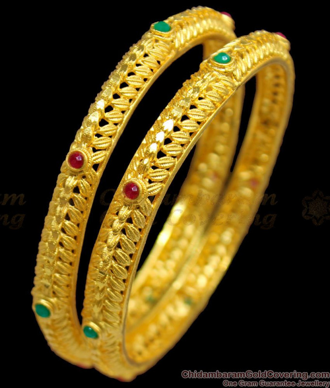 Gold Plated Plain Design Bangles, Chidambaram Gold Covering Regular ...