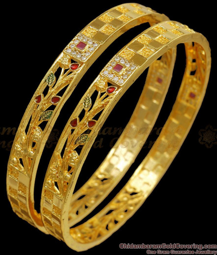 Gold Plated Plain Design Bangles, Chidambaram Gold Covering Regular ...