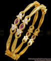 BR2220-2.6 Size Traditional One Gram Gold Bangle Kemp Stone Kerala Bridal Collections