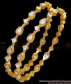 BR2331-2.4 Gold Like White Stone Bangles Droplet Designs
