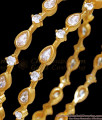 BR2331-2.4 Gold Like White Stone Bangles Droplet Designs