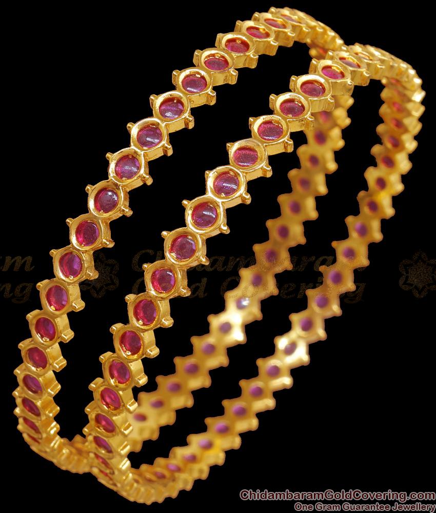 BR2333-2.8 Latest Gold Ruby Bangles Bridal Jewellery Designs