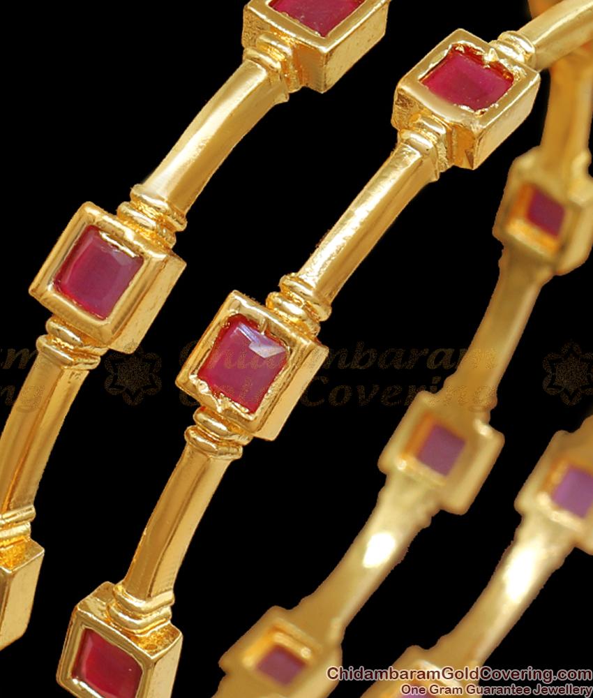 BR2337-2.6 Stylish Gold Ruby Bangles Bridal Designs