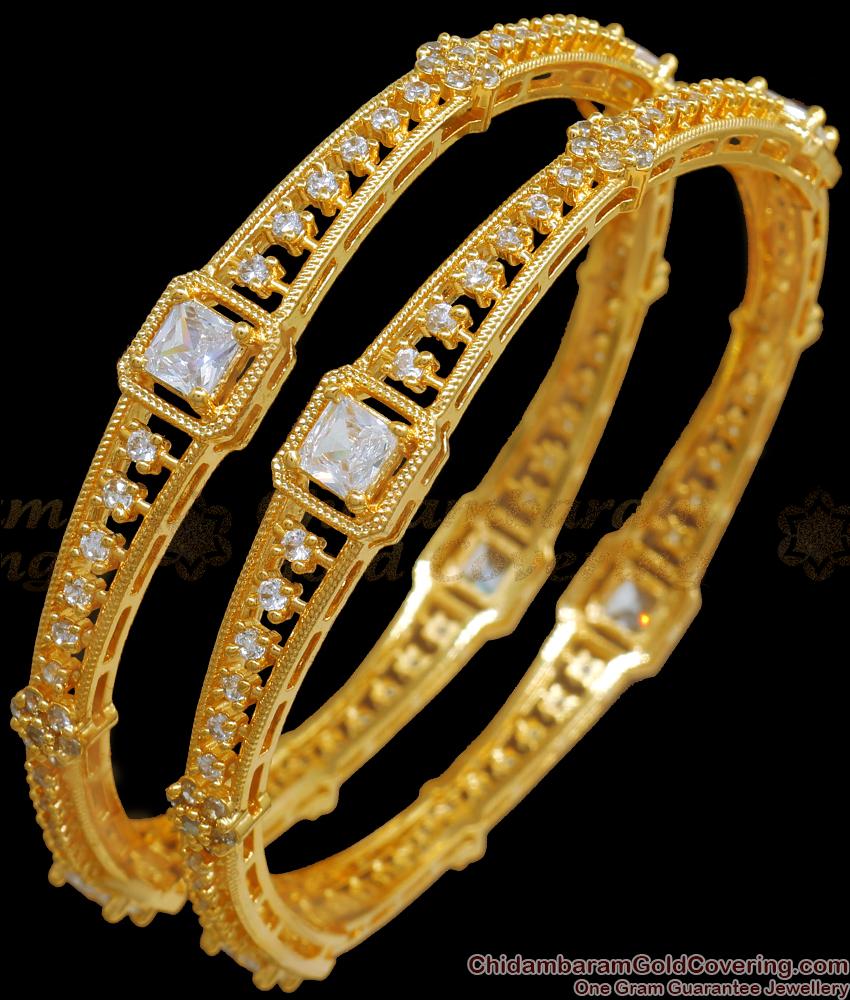 BR2339-2.4 Artificial Diamond Bangle Gold Plated Jewellery