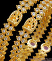 BR2341-2.10 Heavy Gold Bangles Lakshmi Design With White Stones