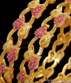 BR2342-2.6 Buy Ruby Stone Gold Plated Bangles For Ladies