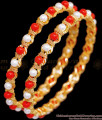 BR2374-2.10 Size Buy One Gram Gold Jewellery Coral Bangle With Pearls