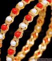 BR2374-2.8 Size Buy One Gram Gold Jewellery Coral Bangle With Pearls