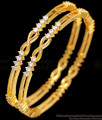 BR2379-2.4 Set Of Two Sparkling Diamond Gold Plated Bangle Infinity Designs