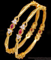 BR2380-2.6 Size Elegant Ruby Kemp Stone Gold Imitation Bangle Bridal Wear