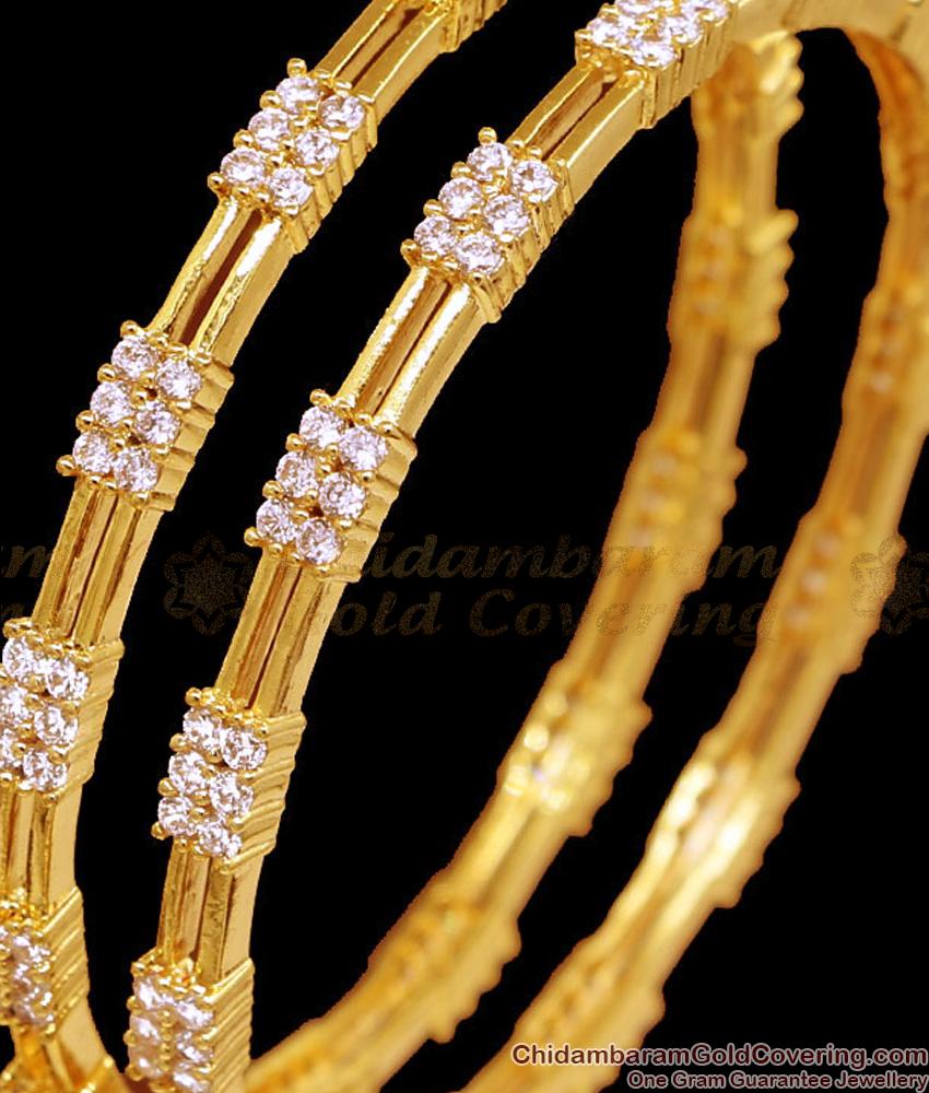 BR2384-2.8 Size Latest White Stone Bangles Gold Bangle Design For Women