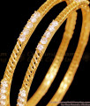 BR2386-2.4 Size Ad White Stone Thin Gold Plated Bangles Reception Wear