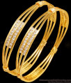 BR2424-2.8 Size American Diamond Gold Bangle 3 Layer Design For Women