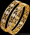 BR2425-2.8 Size Stylish White Stone Floral Gold Plated Bangle Bridal Design