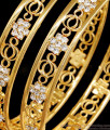 BR2425-2.8 Size Stylish White Stone Floral Gold Plated Bangle Bridal Design