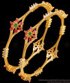 BR2426-2.6 Size Trendy Flower Design Multi Stone Bangle 1 Gram Gold Jewellery