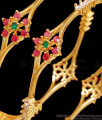 BR2426-2.6 Size Trendy Flower Design Multi Stone Bangle 1 Gram Gold Jewellery