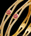 BR2428-2.6 Size Artificial Diamond Gold Neli Bangle Floral Design Online