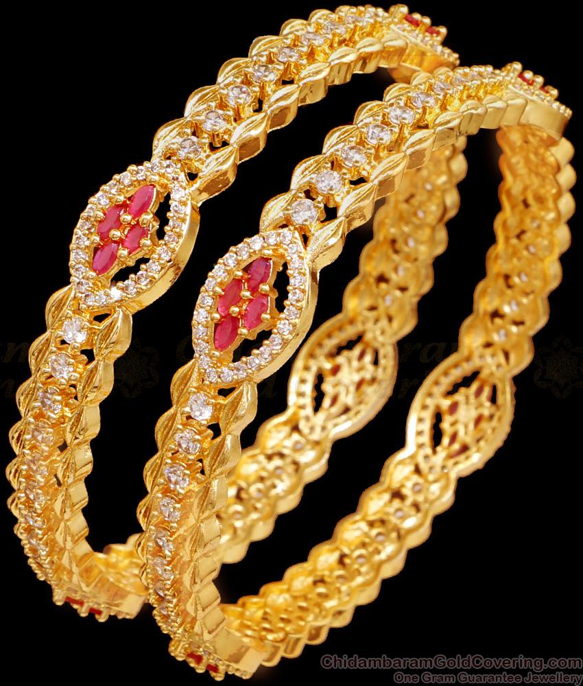 BR2429-2.8 Size Glittering Stone Bangle Bridal Gold Imitation Jewellery