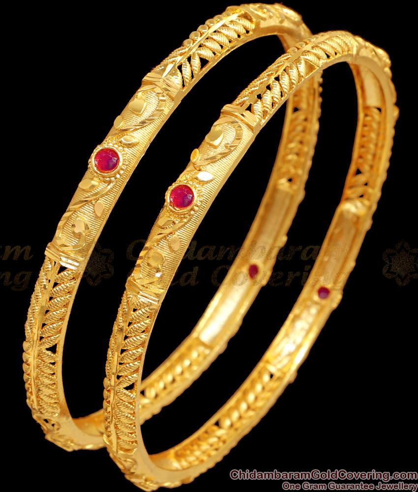 BR2446-2.6 Size Traditional Gold Bangle Designs For Women With Stone