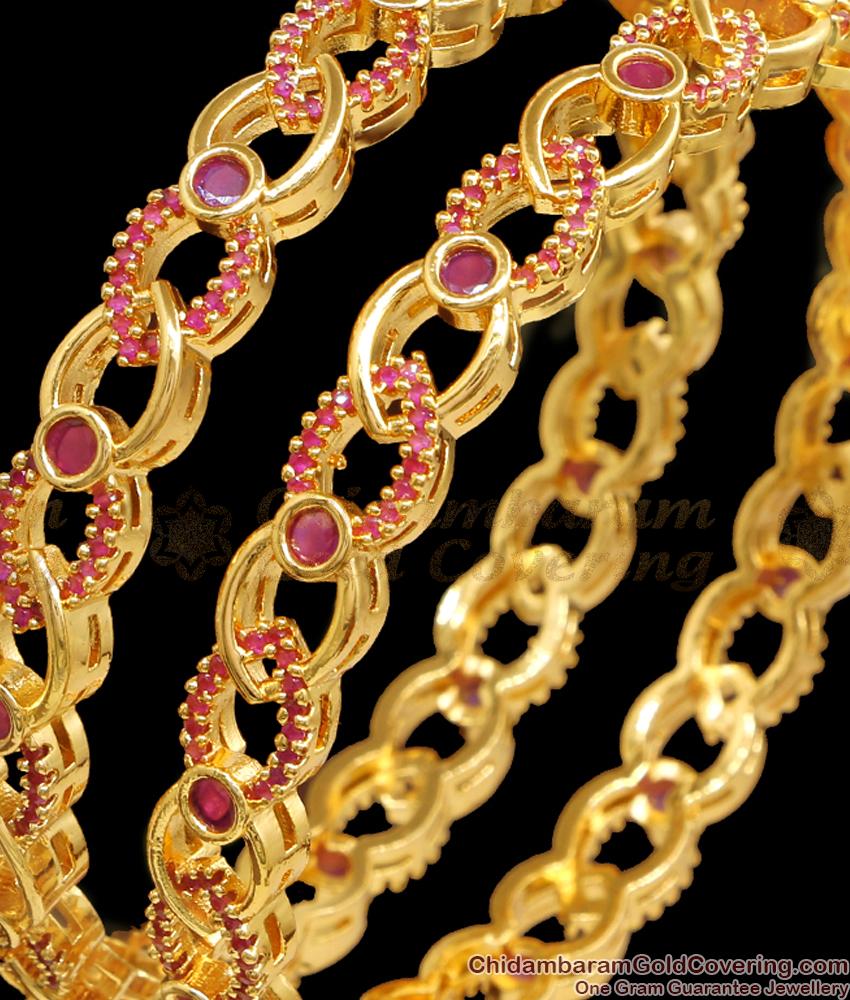 BR2456-2.8 Size New Arrival Ruby Stone Gold Bangles Shop Online