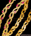 BR2517-2.10 Size Set Of 2 Ruby Stone Gold Plated Bangles For Women