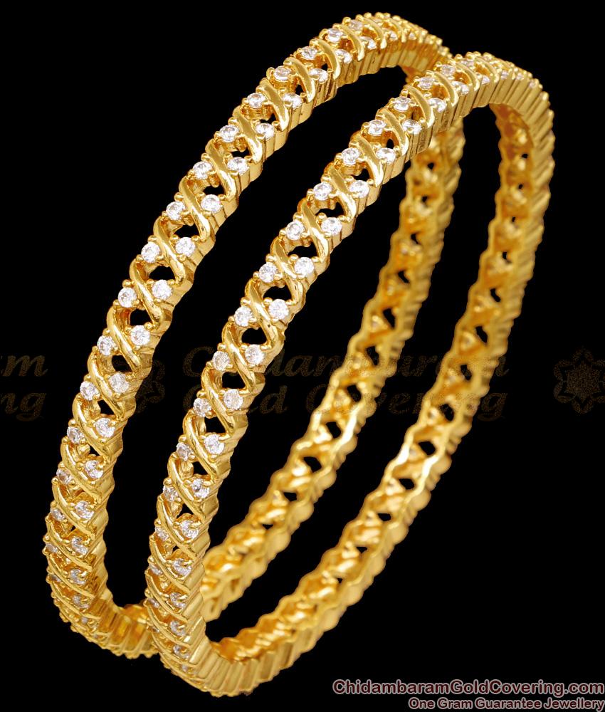 BR2518-2.4 Stylish Diamond Collections 1 Gram Gold Bangle Shop Online