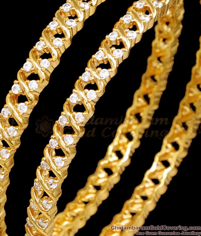 BR2518-2.4 Stylish Diamond Collections 1 Gram Gold Bangle Shop Online