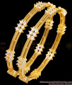 BR2519-2.4 Set of Two High Quality Gold Imitation White Stone Bangle