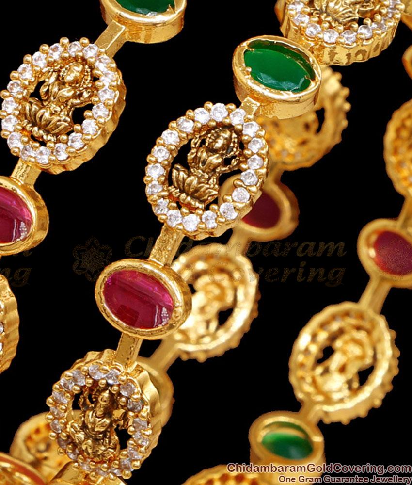 BR2521-2.8 Set Of 2 Traditional Antique Finish Gold Bangle Lakshmi Design