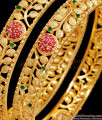 BR2533-2.6 Set Of Two Beautiful Flower Design Gold Plated Bangle For Wedding