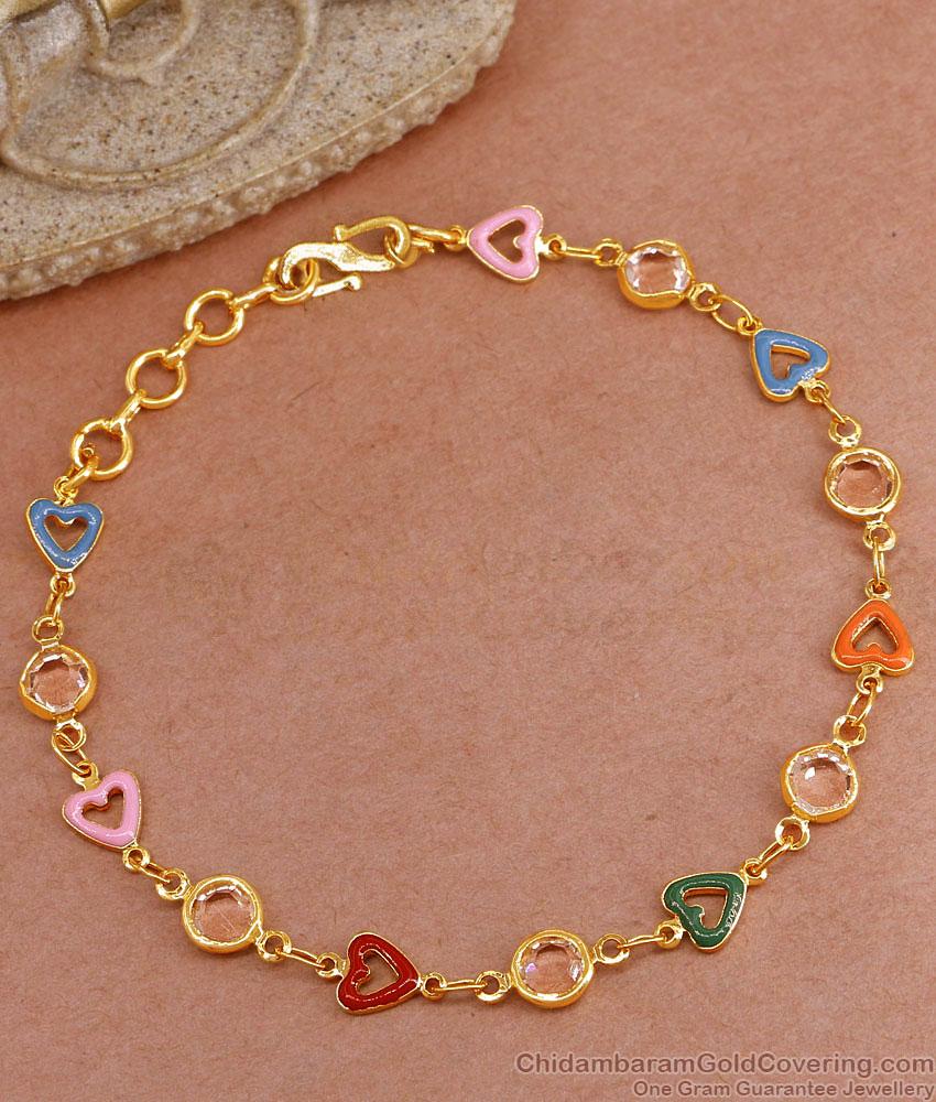 Teen Collections Gold Plated Fancy Bracelet Multi Color Enamel Heart BRAC1006