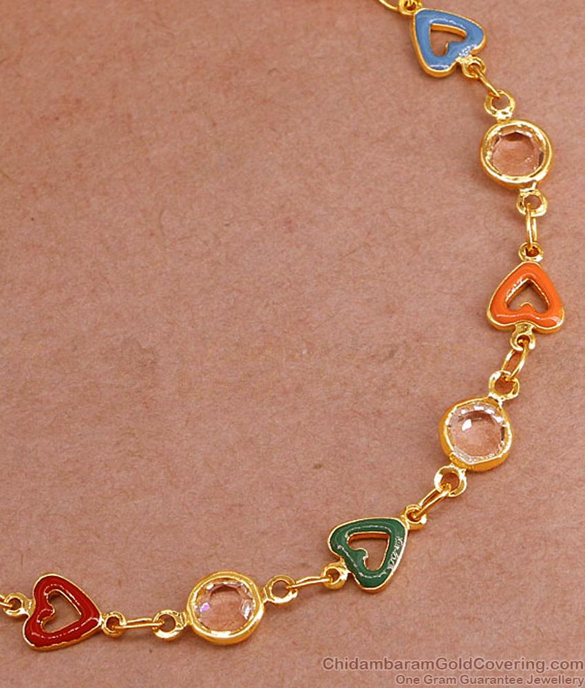 Teen Collections Gold Plated Fancy Bracelet Multi Color Enamel Heart BRAC1006