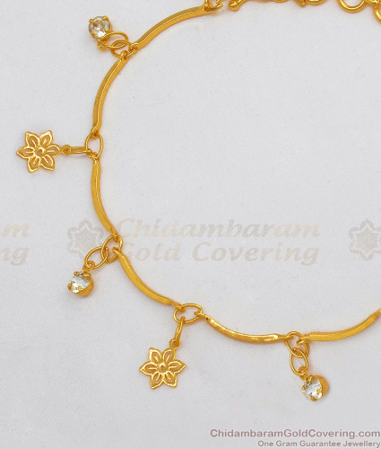 Designered Gold-Plated Hanging Bracelet with Hanging Charms(Pack of 1)