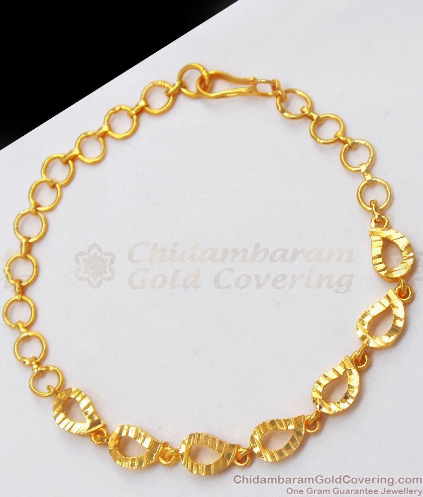 3 Line CZ Stones Floral Design CZ White Ruby One Gram Gold Bangles B25322