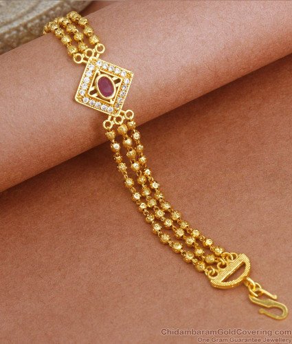 Ruby Stone Chain Bracelet For Girls | Chain Bracelet For Ladies