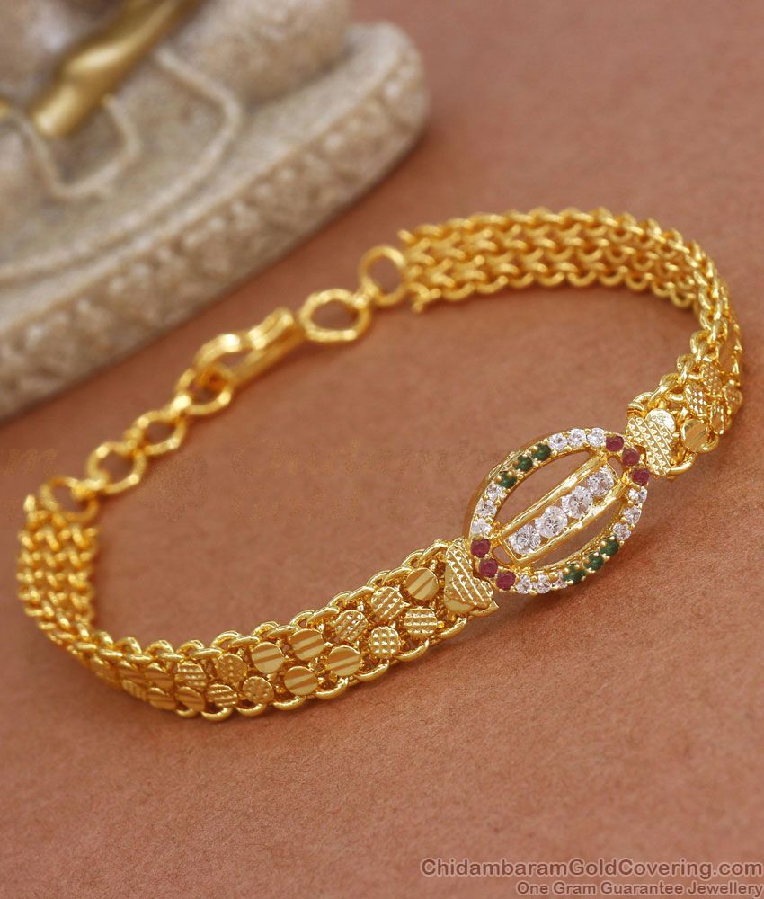 Unique Multi Stone Design Gold Bracelet For Party Wear BRAC396