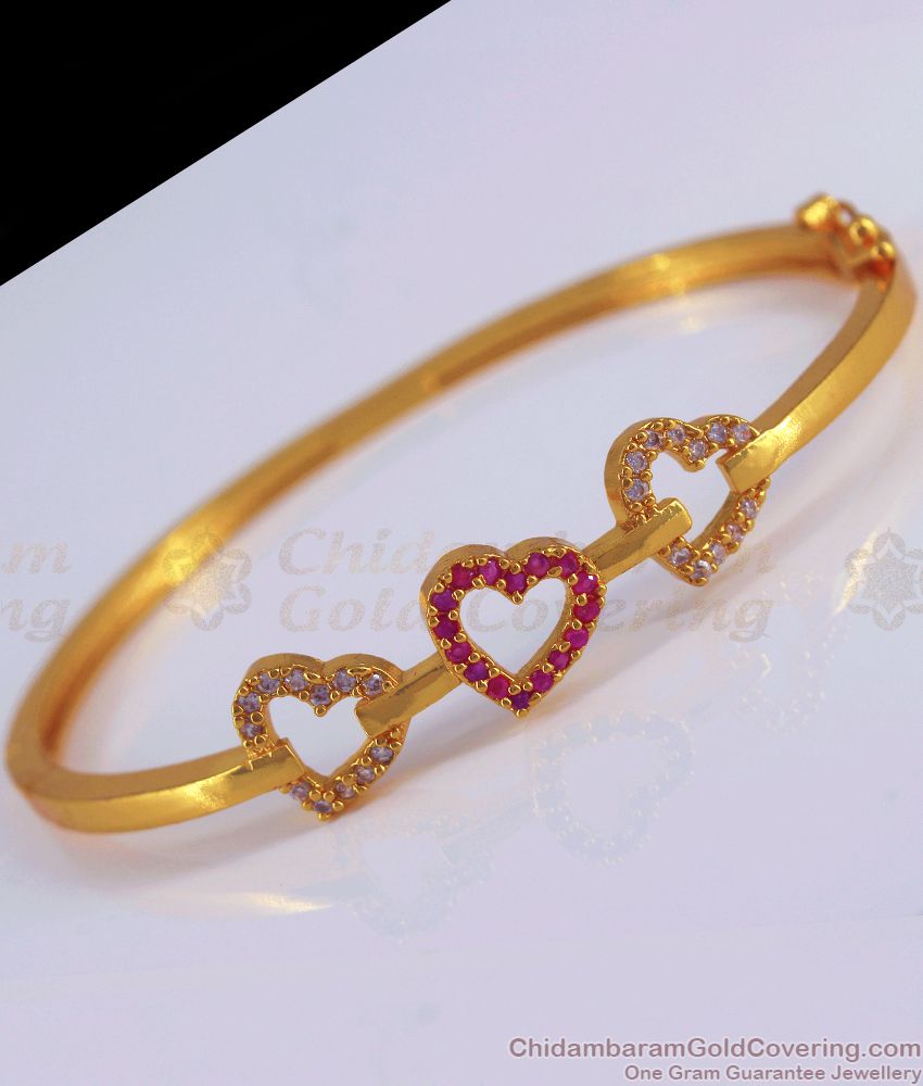 Buy Glowing Triple Floral Heart Gold Bracelets |GRT Jewellers
