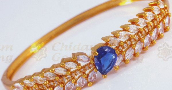 Royal Blue Sapphire Gold Bracelet Womens Fashion Jewelry BRAC619