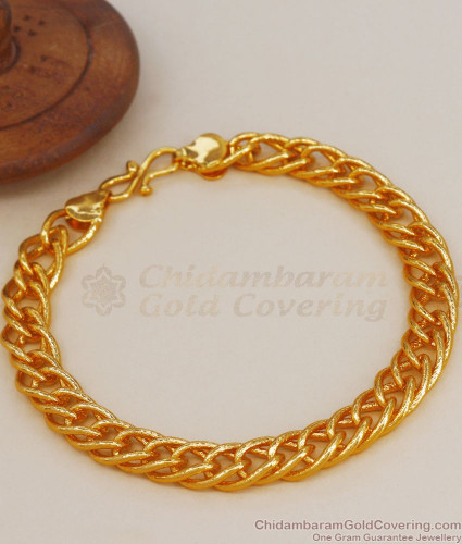 Authentic 22kt yellow gold handmade solid gold curb cuban link chain  bracelet fabulous diamond cut design men's jewelry br21 | TRIBAL ORNAMENTS