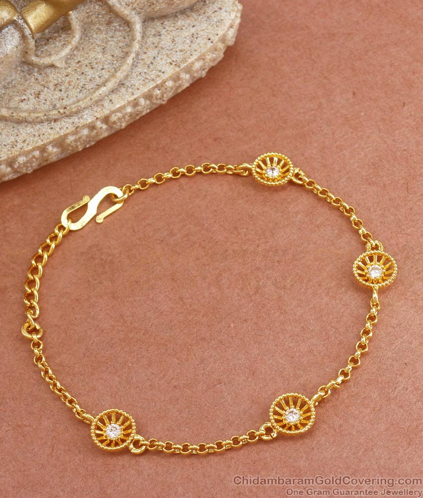 Small White Stone Gold Plated Bracelets For Womens BRAC804
