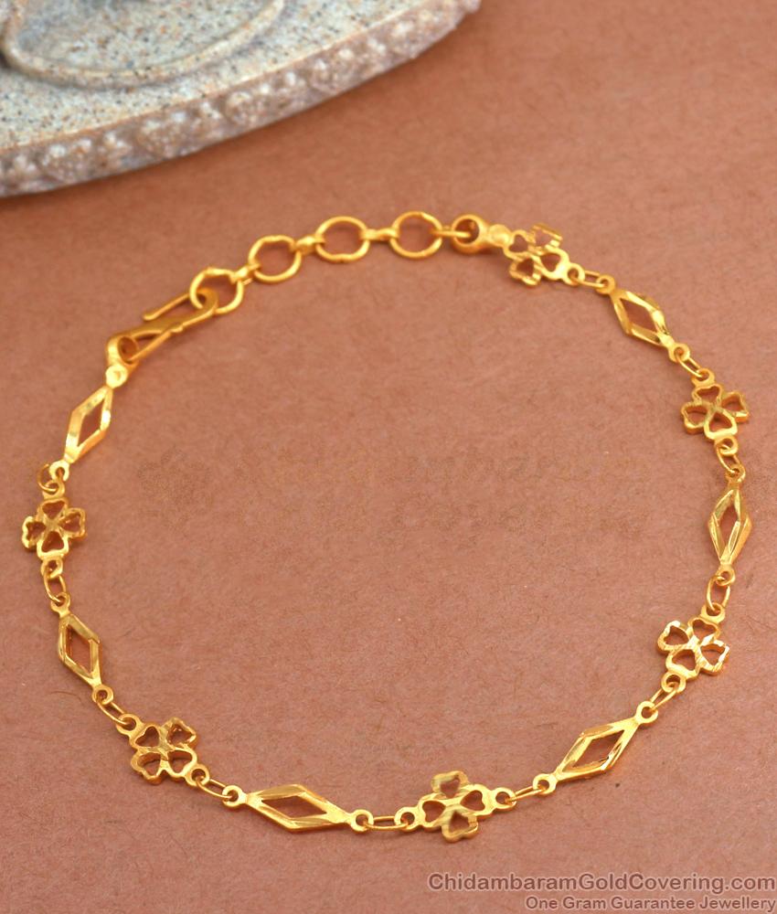 22K Gold Plated Bracelet With Floral Charms BRAC856