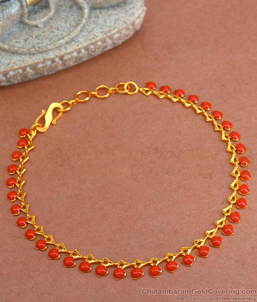 Buy Gold Imitation Ruby Bracelet Coral Stone Design BRAC863