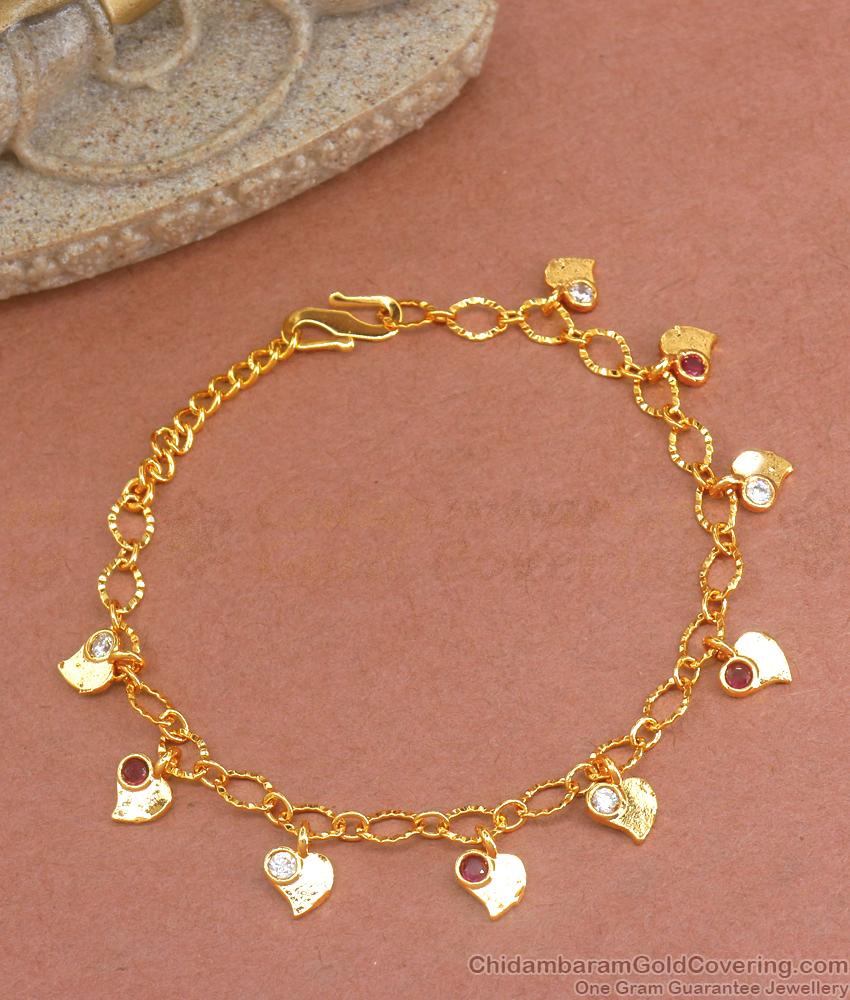 Hanging Heart Charms Gold Plated Bracelet BRAC865